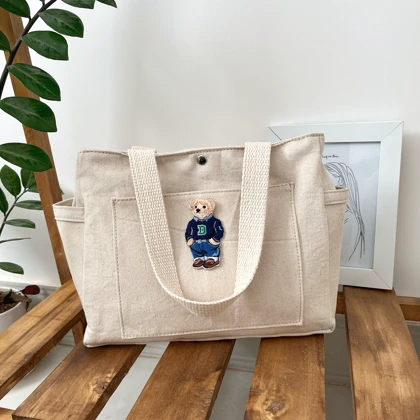 توت بگ کرمی طرح polo bear ساک پارچه ای سایز اسمال