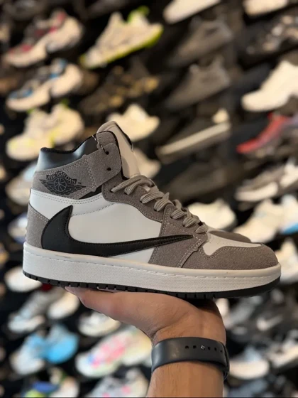 کتانی ترویس ساق‌دار مردانه طوسی سفید