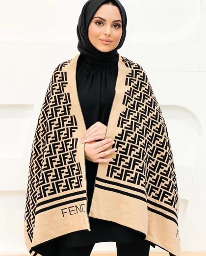 شال رودوشی بافت زنانه مستر کوالتی طرح فندی FENDI