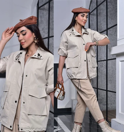 بارانی زنانه کتان کجراه