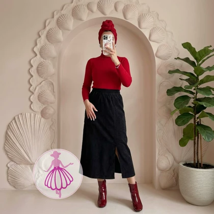 دامن مخمل کبریتی چاک‌دار در رنگبندی متنوع(کد1418)