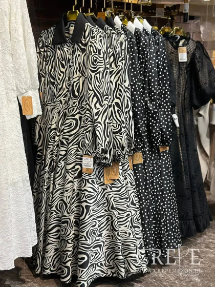 پیراهن ساتن کره زبرا ابرا با تور