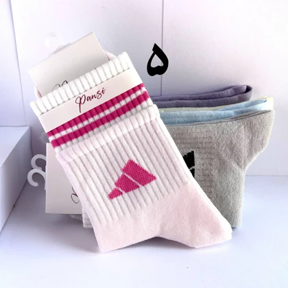 جوراب ساق بلند اسپرت آدیداس دو رنگ نخی