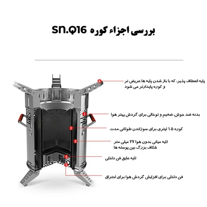 اجاق هیزمی فن دار کمپینگ SNOW HAWK SN-Q16