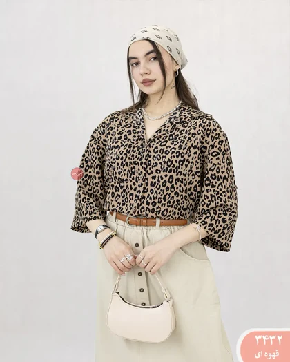 شومیز تک جیب پلنگی 3432