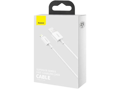 کابل فست شارژ پاوربانکی لایتنینگ به یواس‌بی 25 سانتی‌متری بیسوس Baseus Superior Cable USB to Lightning 2.4A CALYS-02