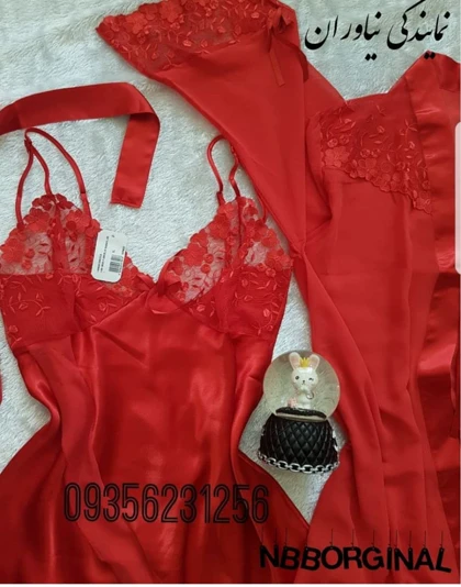 لباس خواب ساتن حریر دو تیکه NBB کد :3820