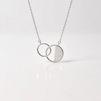 گردنبند نقره 925 اصل زنانه مدل حلقه مینیمال نگین‌دار