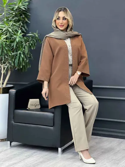 مانتو جلو باز نگین‌دار