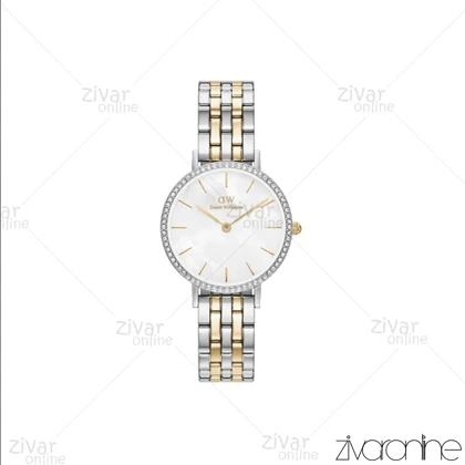 ساعت دنیل ولینگتون زنانه دورنگ طلایی صفحه سفید دور نگین 105416