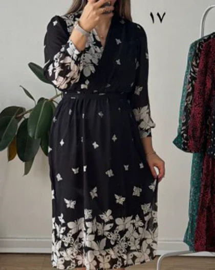 پیراهن حریر سرمه سری 19