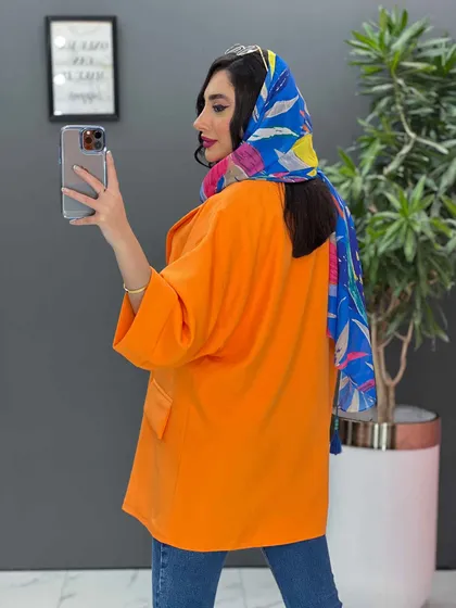 مانتو کتی چهاردکمه آستین دوبل