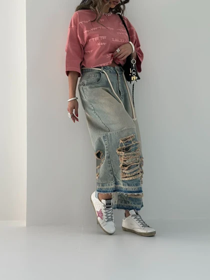 شلوار جین برمودا زاپ‌دار