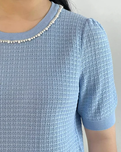 بلوز بافت یقه مروارید کد 5443