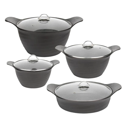 سرویس قابلمه چدن تاپ تفلون مدل موج رویال 8 پارچه