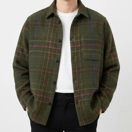 خرید پیراهن پشمی مردانه چهارخانه و باکسی بسیار گرم و شیک مناسب فصل سرما 1001