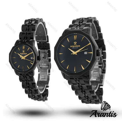 ساعت ست رومانسون فول مشکی دایمند s-10063