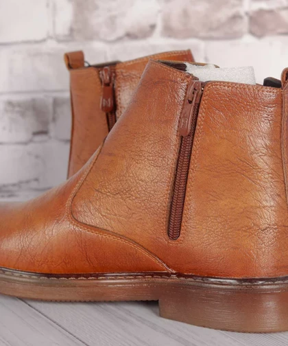 نیم بوت مردانه عسلی بدون بند 0727