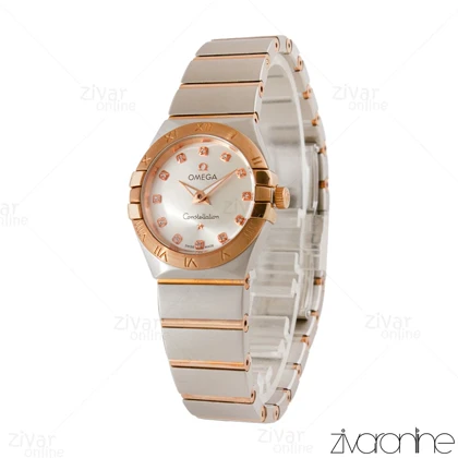 ساعت امگا کانسلیشن زنانه دو رنگ رزگلد صفحه نقره ای 104786