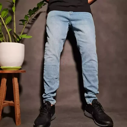 شلوار جین دمپا فیت پارچه ترک آبی روشن