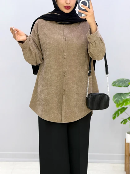 شومیز مانتویی مخمل ویتاری کد 9571222