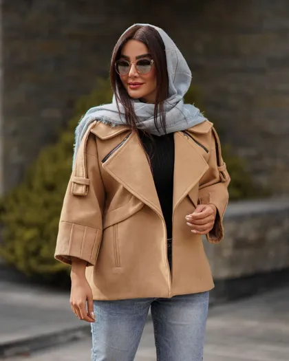کراپ کت زیپی آستین کیمونو کد 759