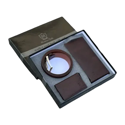 ست هدیه سه تکه کیف پول و کمربند و جاکارتی مردانه چرمی Massimo Dutti LUXURY-2931