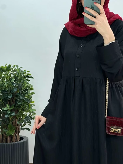 پیراهن مانتویی بلند آتری به همراه کمربند