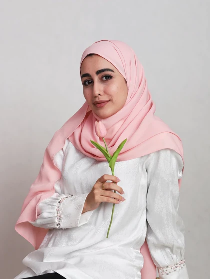 شال کرپ حریر گلبهی