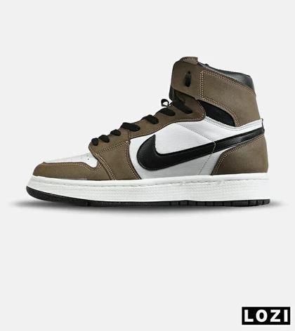 کفش کتانی ساق‌دار مردانه و زنانه قهوه ای NIKE jordan 1 مدل 7685