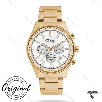 ساعت کرست مردانه 6281-4 طلایی صفحه سفید Crest-10903-G