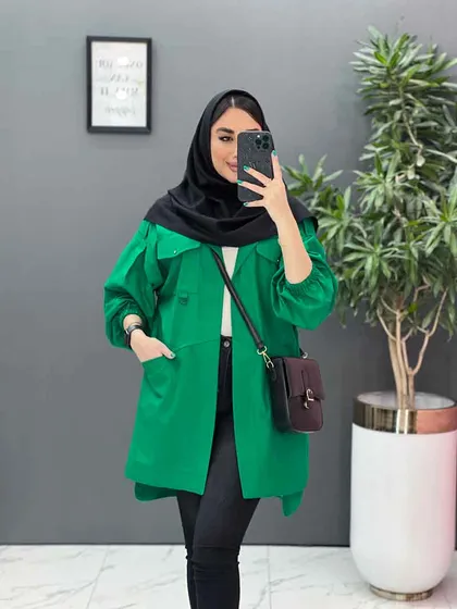 مانتو لینن آستین کش چهار جیب