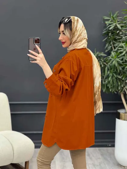 مانتو کتان زاپ‌دار دو جیب پاکتی