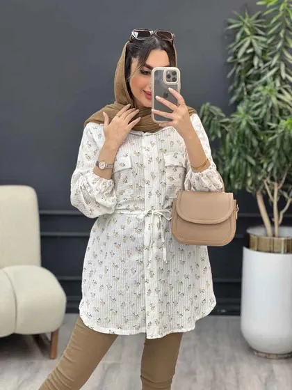 شومیز دو جیب گلی