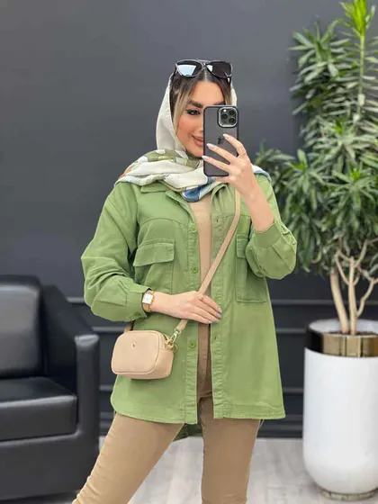 مانتو آستین برش‌دار دو جیب