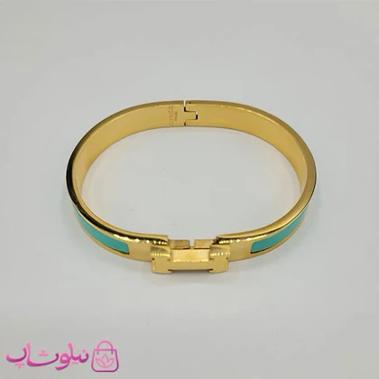 دستبند زنانه هرمس سبز طلایی استیل قفل اورجینال کد 680
