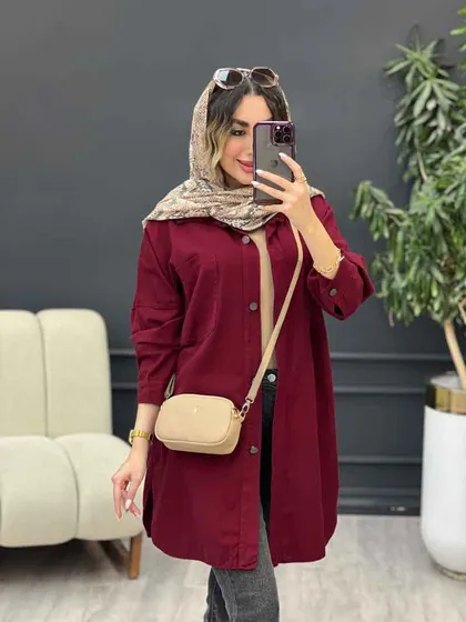 مانتو کتان دو جیب پرناز