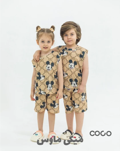 ست راحتی تاپ و شلوارک مادر تا فرزند COCO دخترانه و پسرانه s00896