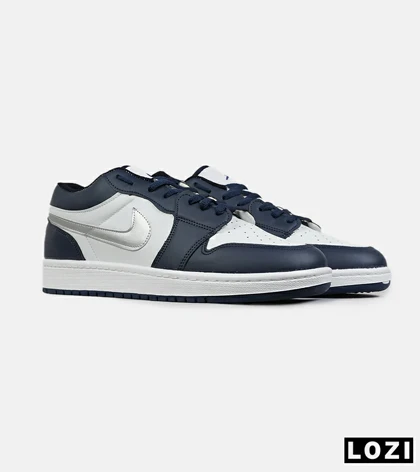 کفش کتانی مردانه و زنانه سفید سرمه ای طوسی 1 NIKE AIR JORDAN مدل 8466