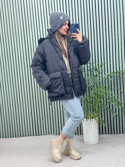 کاپشن کلاهدار الماس