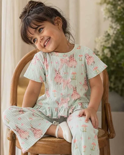 تیشرت شلوار بچگانه راحتی پنبه ریلی