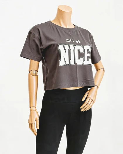 کراپ نخ پنبه یقه گرد آستین کوتاه چاپ nice کد1798