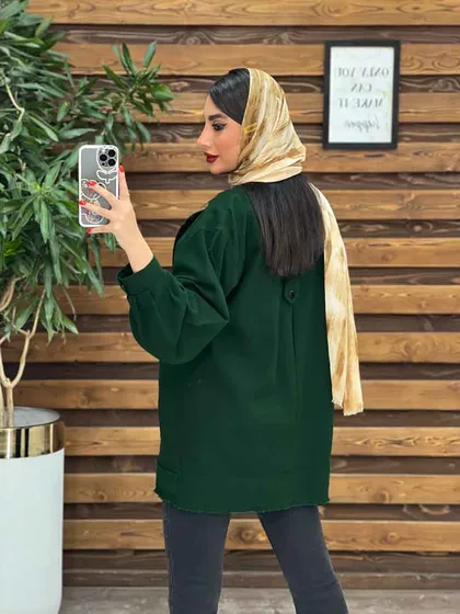 مانتو لینن جیب کج ریش دار