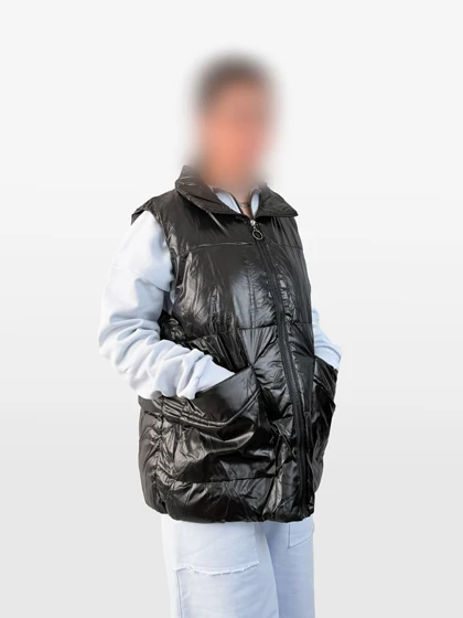 پافر زنانه ورنی ساده جیب‌دار