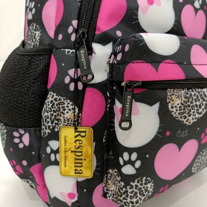 کیف مدرسه دخترانه مدل قلب و گربه heart cat با جامدادی