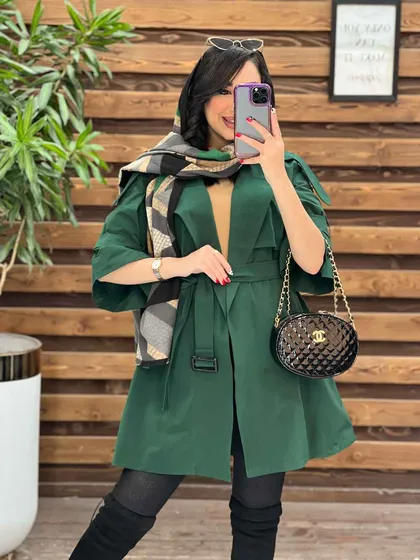 بارانی کمردار آستین شیپوری