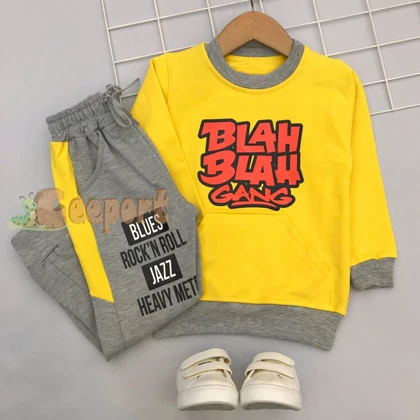 بلوزشلواربچه گانه طرح BLAH