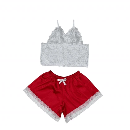 ست نیم‌تنه گیپور و شلوارک مدل 146