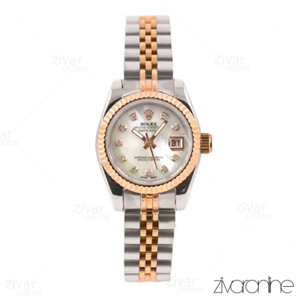 ساعت رولکس دیت جاست زنانه دورنگ رزگلد نقره ای 102316