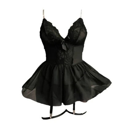 لباس خواب دامن دار زنجیری مشکی برند هارنی